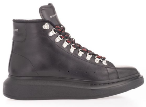 Giày Alexander McQueen Black Leather Hi Top Sneakers 604247-WHRWA-1000