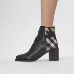 Alternative view of Giày Burberry House Check Leather Ankle Boots 'Archive Beige' 80423681