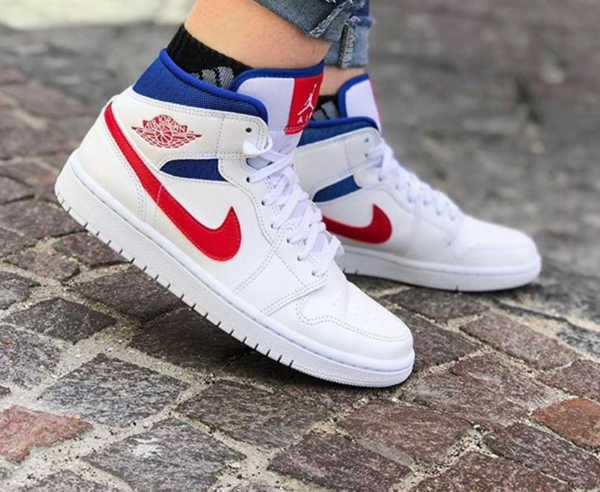 Giày Nike Air Jordan 1 Mid 'White Red Royal' BQ6472-164 - Hình ảnh 6