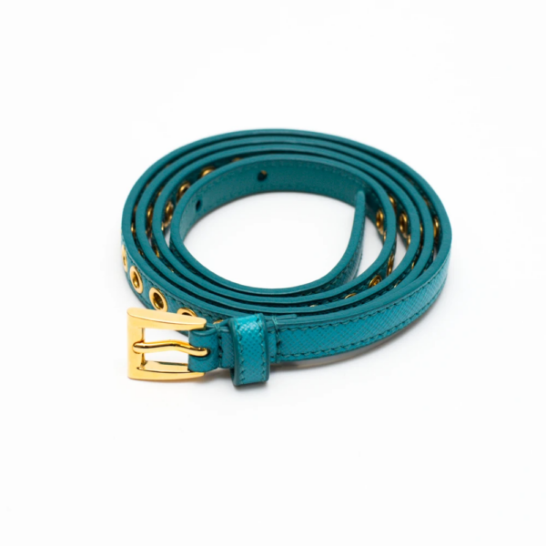 Thắt Lưng Prada Skinny Eyelet Belt Turquoise 1JC1982EH8F0136 - Hình ảnh 3