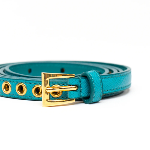 Thắt Lưng Prada Skinny Eyelet Belt Turquoise 1JC1982EH8F0136 - Hình ảnh 4