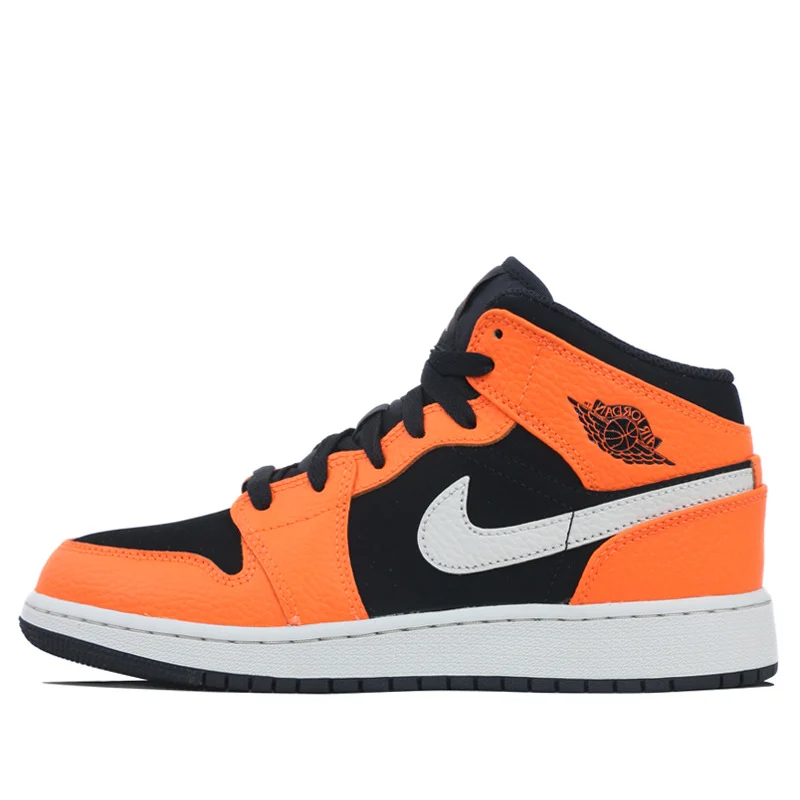 Giày Nike Air Jordan 1 Retro Mid GS 'Orange Black' 554725-062 - Ảnh 10