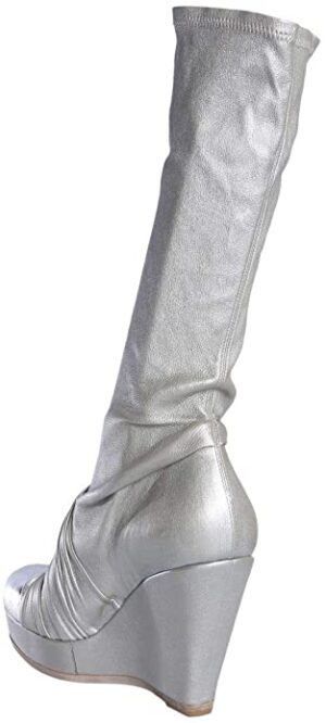 Alternative view of Giày Rick Owens Wedge Mid Calf Boots In Silver RP19S6848