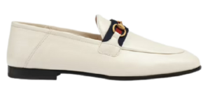 Giày Gucci Women's Loafer With Web In White Leather 631619-CQXM0-9065