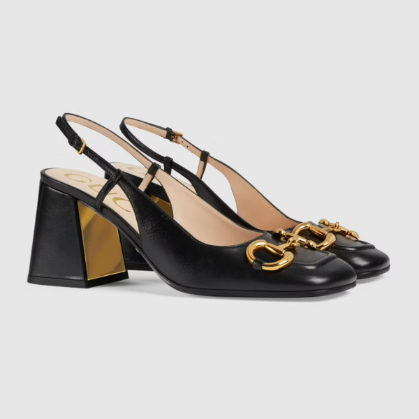 Giày Gucci Women's Mid-heel Slingback with Horsebit ‎643892-C9D00-1000 - Hình ảnh 3