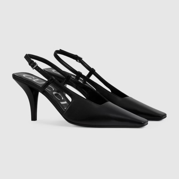 Giày Gucci Women's Slingback Pump Black Leather 674666-C9D00-1000 - Hình ảnh 5