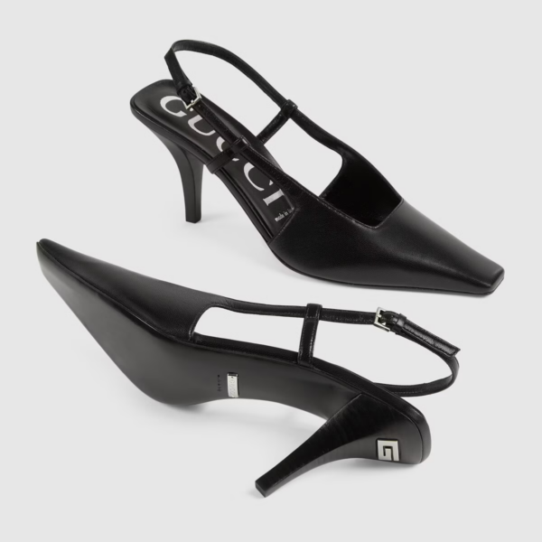 Giày Gucci Women's Slingback Pump Black Leather 674666-C9D00-1000 - Hình ảnh 3