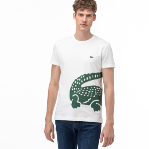 Ao Lacoste Oversized Crocodile Print Crew Neck T-Shirt White TH5139-70V