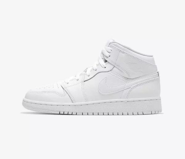 Giày Nike Air Jordan 1 Mid BG 'Triple White' 554725-129 - Hình ảnh 8