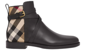 Giày Burberry House Check Leather Ankle Boots 'Black Beige' 80423661