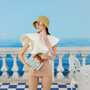 Tui Gucci Diana Mini Houndstooth Tote 'Blue Raffia' 702732-UZPAT-8190