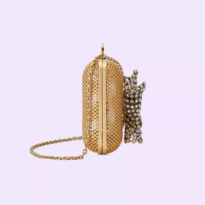 Tui Gucci Metal Handbag Crystal Bow 'Gold' 725794-9AAA2-8046