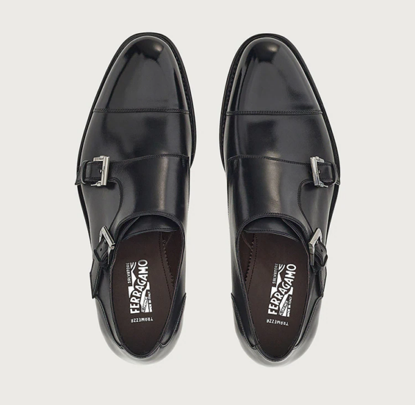 Giày Salvatore Ferragamo Double Monkstrap 'Black' 020617-750065 - Hình ảnh 4