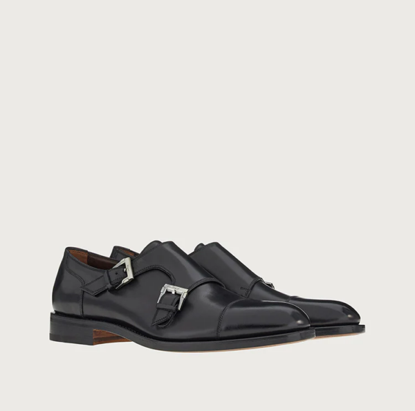 Giày Salvatore Ferragamo Double Monkstrap 'Black' 020617-750065 - Hình ảnh 2