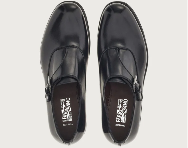 Giày Salvatore Ferragamo Single Monk Straps 'Black' - Hình ảnh 5