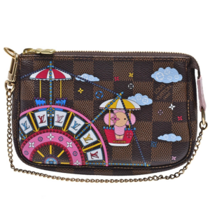 Túi Louis Vuitton Pochette Accessoires Mini Pink Coated Canvas Wristlet N60402