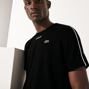 Ao Lacoste Sport Piped Cotton T-Shirt Black White TH4915-6KJ