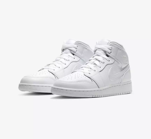 Giày Nike Air Jordan 1 Mid BG 'Triple White' 554725-129 - Hình ảnh 4