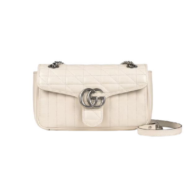 Túi Gucci GG Marmont Small Shoulder White Leather 443497-UM8AN-9022