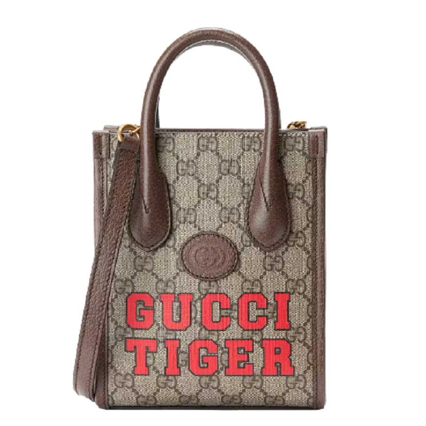 Túi Gucci Tiger Gg Mini Tote Brown Leather ‎671623-Us7Ec-9396