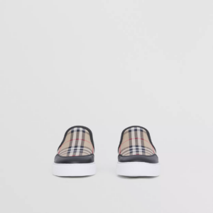 Alternative view of Giày Burberry Leather Vintage Check Slip-on 'Black Beige' 80432131