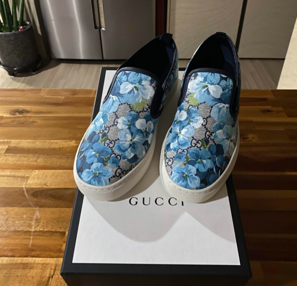 Giày Gucci GG Supreme Canvas Slip-On 'Blue Floral' 546152-KU2E0-8471 - Hình ảnh 4