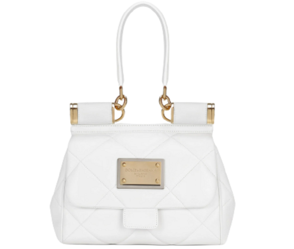 Túi Dolce & Gabbana Medium 90s Sicily Bag In Quilted Aria Calfskin White BB7018AW59180002