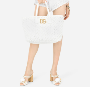 Alternative view of Túi Dolce & Gabbana Raffia Crochet Shopper White BB7143AY21480001