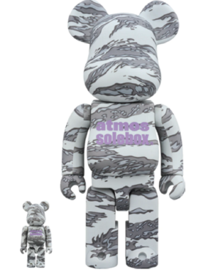 Mô hình Bearbrick x Atmos x Solebox 100% & 400% Set Grey