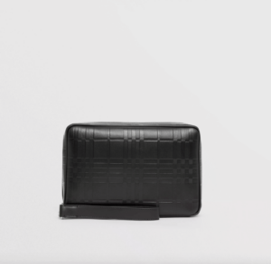 Tui Burberry Embossed Check Leather Zip Pouch 'Black' 80493271