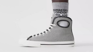 Alternative view of Giày Burberry Porthole Canvas High-Top Black White 80390661