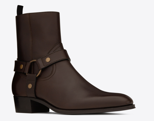 Giày Saint Laurent Wyatt Harness Boots In Smooth Leather 'Chocolate' - Hình ảnh 4