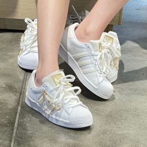 Giay Adidas Superstar Cloud White 'Off White Gold Metallic' GZ3386