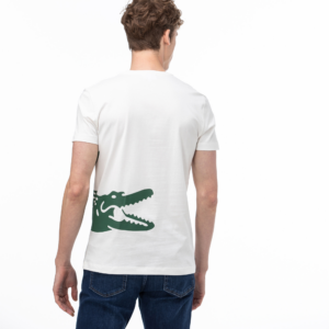 Ao Lacoste Oversized Crocodile Print Crew Neck T-Shirt White TH5139-70V