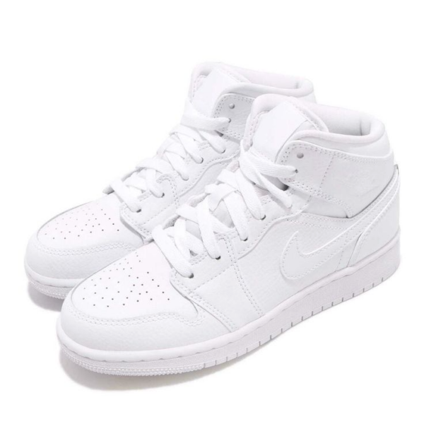 Giày Nike Air Jordan 1 Mid BG 'Triple White' 554725-129 - Hình ảnh 3