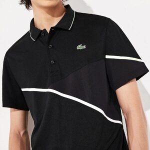 Alternative view of Áo Lacoste Polo Tennis Contrast Accent Pique Black WY DH8501-00-49K
