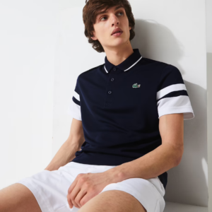 Alternative view of Áo Men’s Lacoste Sport Striped Polo Shirt 'Dark Blue' DH9681-525