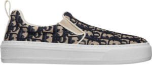 Giày Deep Blue Dior Oblique Embroidered Cotton Slip On KCK298OBE-S56B
