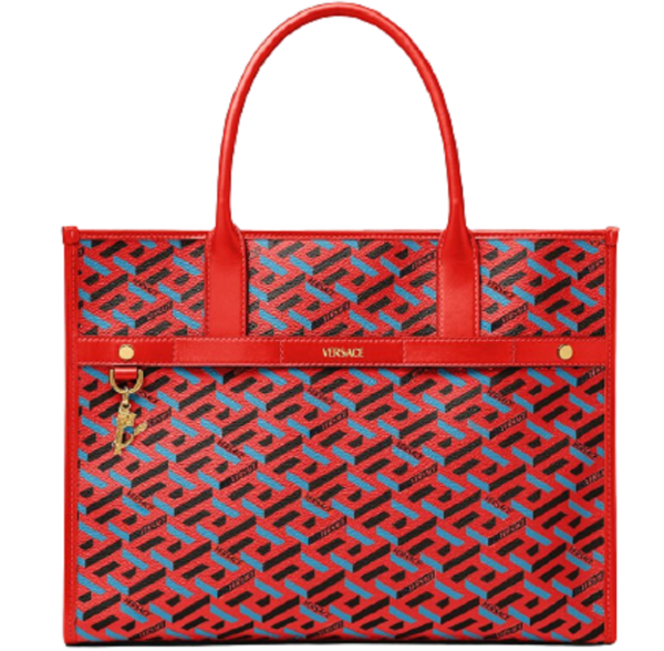 Túi Versace La Greca Signature Tote Blue Red 1001855-1A01444-5R08V