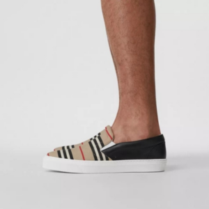 Alternative view of Giày Burberry Beige & Black Icon Stripe Thompson 80372761