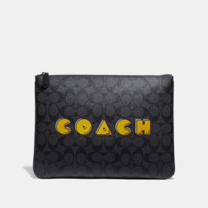 Alternative view of Ví Coach Large Pouch In Signature Canvas With Pac Man Coach Script