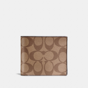 Alternative view of Ví Coach Compact ID Wallet In Signature Canvas Tan Black