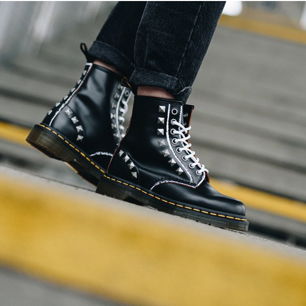Giày Dr. Martens 1460 Stud Black Rolled Vintage Smooth Boots 25202001 - Hình ảnh 3