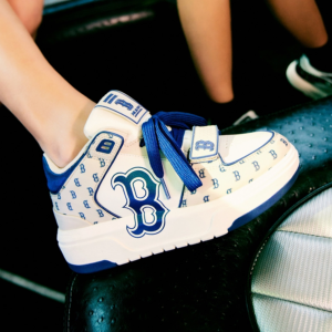 Giay MLB Chunky Liner Mid Monogram Boston 'Blue Beige' 3ASXLM13N-43BGL