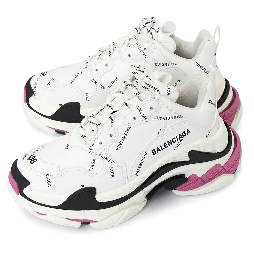 balenciaga mens triple s leather and mesh trainers