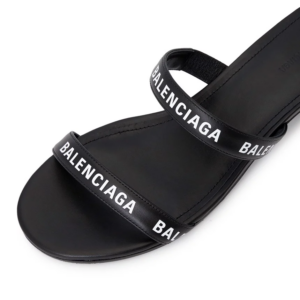Giay Balenciaga Logo Round Slippers Sandals 'Black' 695000-WCAE1-1090