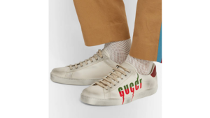 Alternative view of Giày Gucci Ace 'Blade  Distressed White' 576137-A38V0-9090