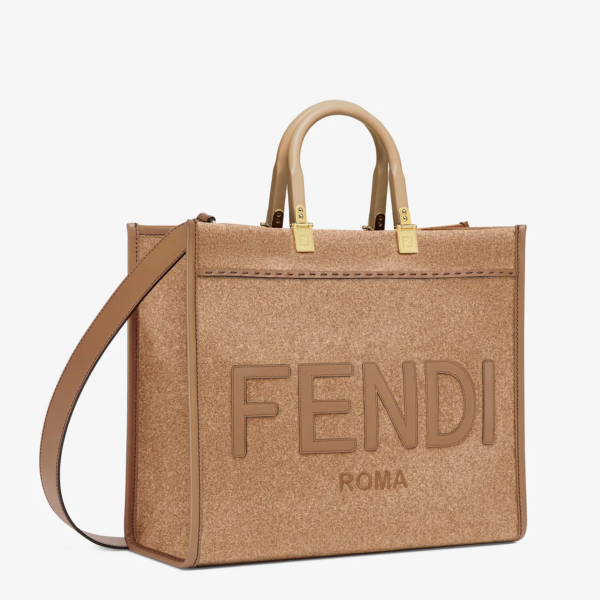 Túi Fendi Brown Flannel Shopper Bag 8BH386-AHJ9-F1F1T - Hình ảnh 2