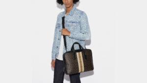 Tui Coach Graham Slim Brief Canvas Varsity Stripe 'Gunmetal' C9826-QBMAA