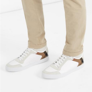 Alternative view of Giày Burberry House Check High-Top and Leather White 80241231